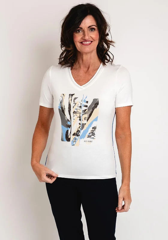 Comfy Dress Barbara Lebek Graphic Print B Neck Top, White