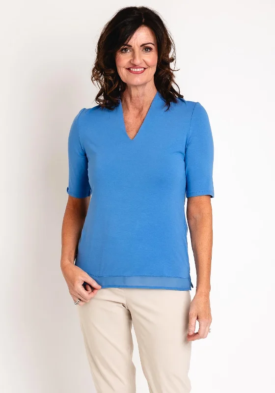 Elegant Wear Barbara Lebek V Neck Contrast Jersey Top, Blue