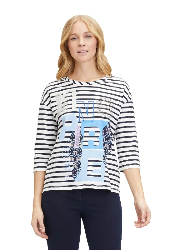 Relaxed Jackets Betty Barclay Rhinestone Striped Top, Multi