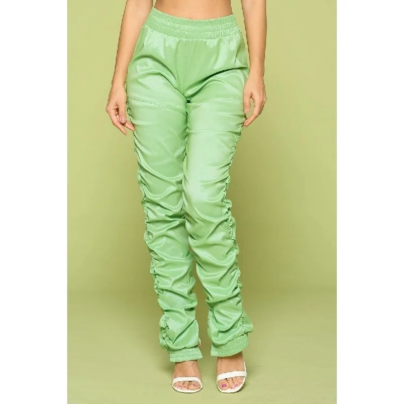 Comfy Pants Leather Pu Ruched Pants