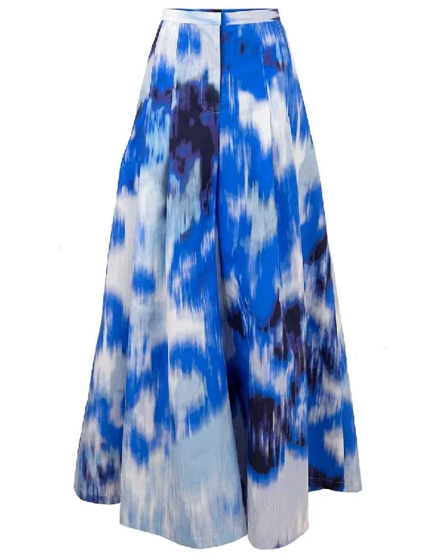 Easy Chic Wear White and Blue Tie Dye Wide Leg Pleated Palazzo Pant