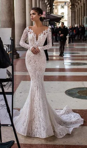 Timeless Style Tarik Ediz - Beaded Lace Illusion Off Shoulder Mermaid Gown 93623