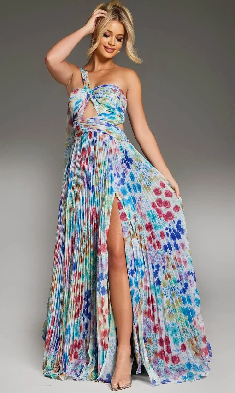 Timeless Style Jovani 38689 - Floral Printed Cut-Outs Prom Gown