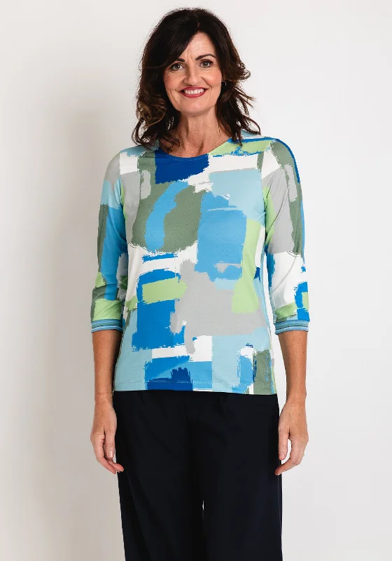 Comfortable Sweaters Bianca Round Neck Patch Print Top, Multi
