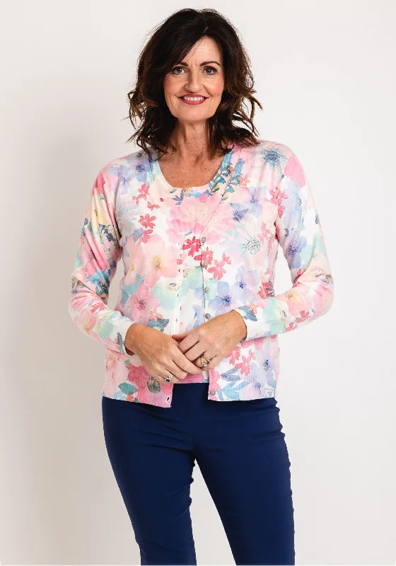 Trendy Comfort Wear Leo & Ugo Floral Print Twin Set, Pink