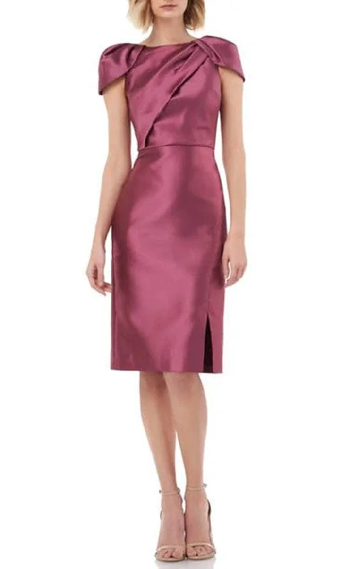 Effortless Dressing Kay Unger 5511122 - Pleated Cap Sleeve Knee-Length Dress