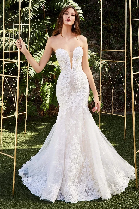 All-Day Style Cinderella Divine Bridal - CD928 Strapless Lace Trumpet Gown