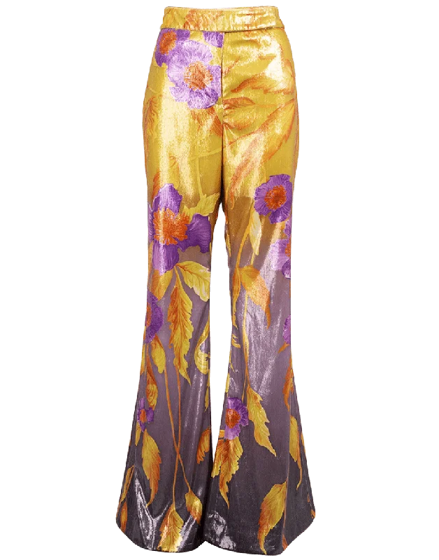 Comfortable Tops Printed Velvet Flare Trousers
