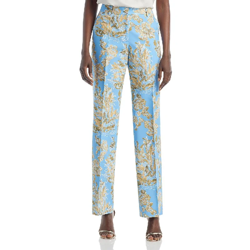 Effortless Looks Lafayette 148 New York Womens Printed Pleated Trouser Pants