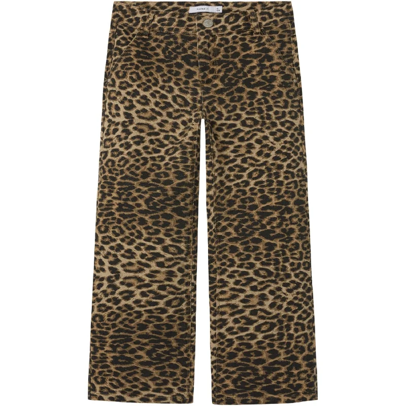 Light Fit Name It Silver Mink Leopard Rose Wide Twill Pants