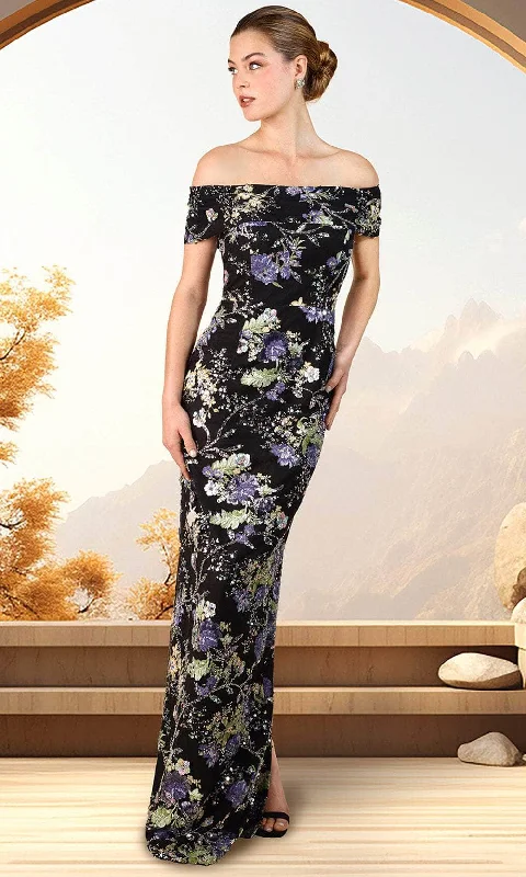 Comfortable Dresses Janique 44445 - Floral Sheath Evening Dress