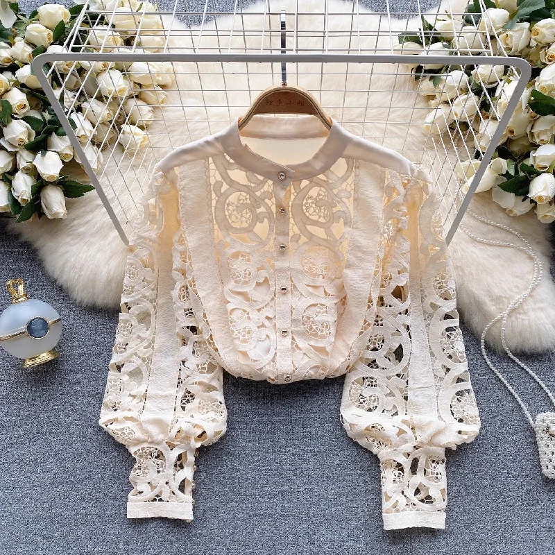 Cozy Essentials Wear lace shirt for women round neck top      S4637