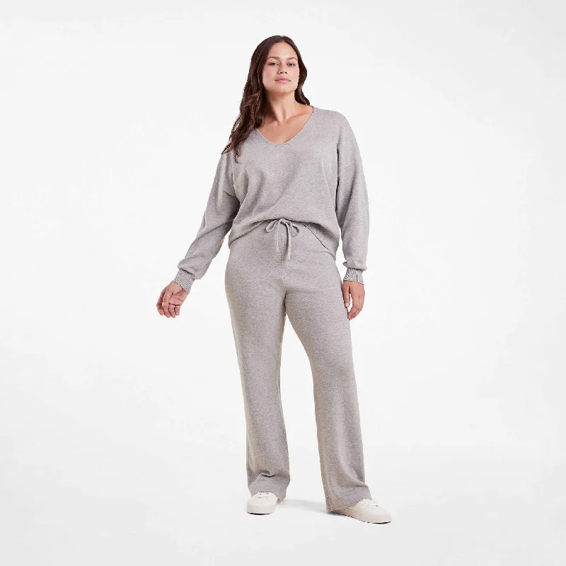 Cozy Chic Wear Luxe Knit Wide Leg Pant | Heather Grey