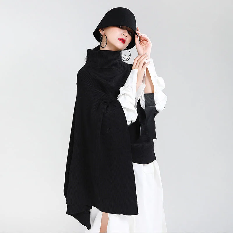 Comfortable Chic Designed Batwing Pullover Irregular Knitted Sweaters