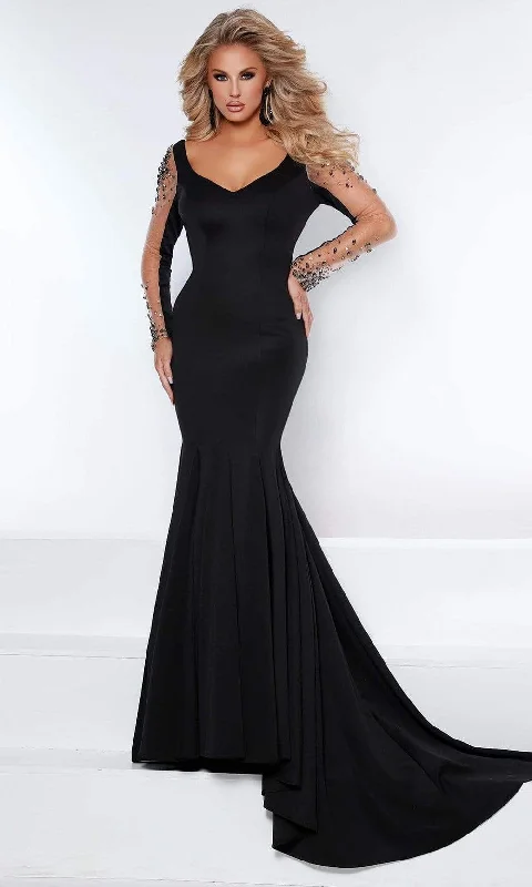 Timeless Outfits Johnathan Kayne - 2441 Sheer Long sleeve Gown
