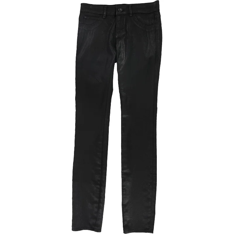 Weekend Comfort Articles of Society Womens Mya Coated Skinny Fit Jeans, Black, 25