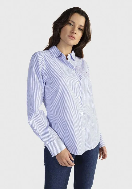 Simple Chic Tommy Hilfiger Womens Essential Stripe Regular Shirt, Light Blue