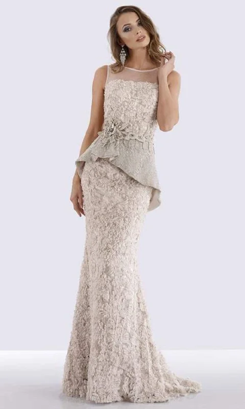 Effortless Looks Feriani Couture - 18655 Embellished Illusion Bateau Peplum Dress