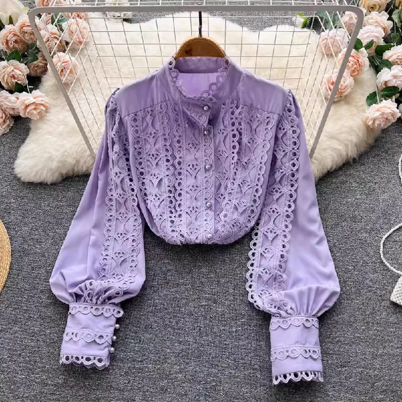Easy Chic design long-sleeved shirt tops for women beautiful shirts     S4626