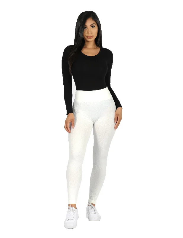 Light Dressing Knit Legging Diamond Pattern Fleece Lined Leggings