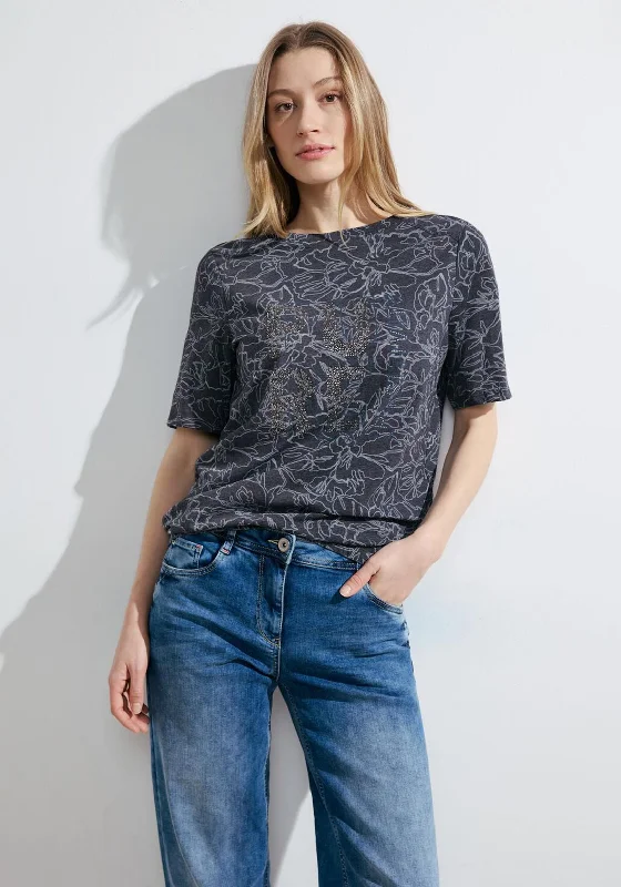 All-Day Style Cecil Burnout Rhinestone Print T-Shirt, Universal Blue