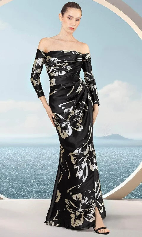 Cozy Fashion Janique 2512 - Floral Print Evening Dress