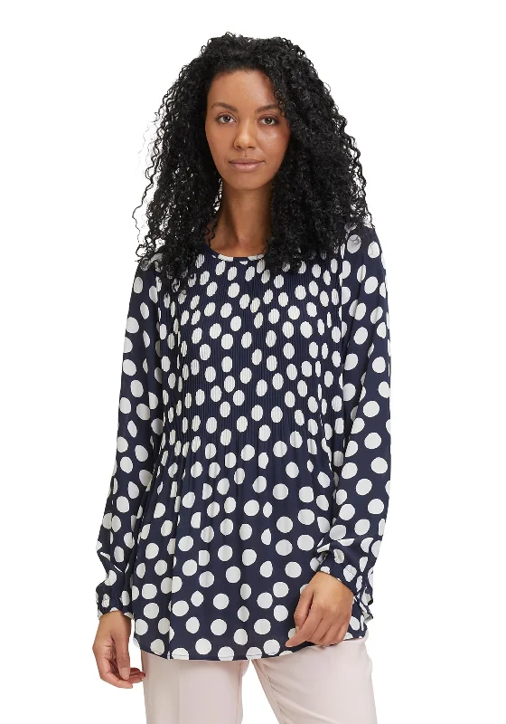 Soft Textures Betty Barclay Polka Dot Plisse Blouse, Navy & White