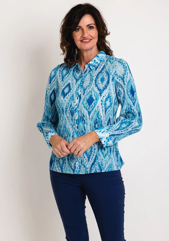Soft Textures Leo & Ugo Ogee Print Plisse Stretch Blouse, Blouse