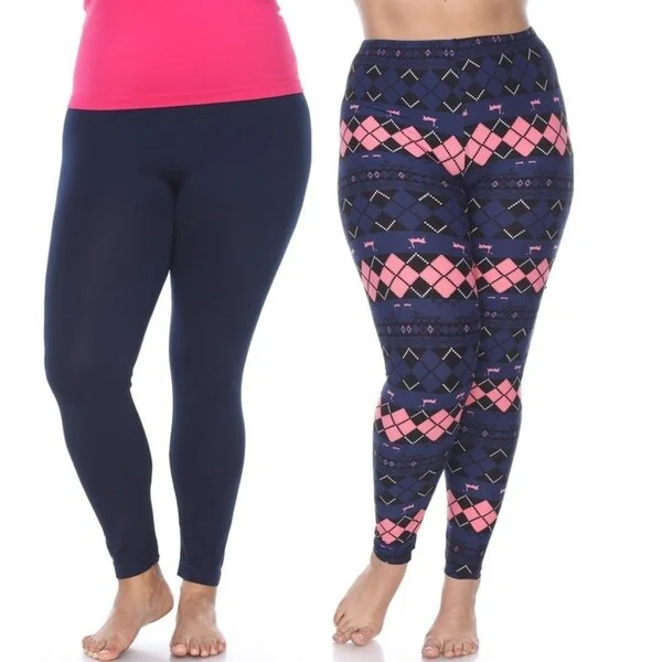 Everyday Outfits White Mark Women's Pack of 2 Plus Size Leggings