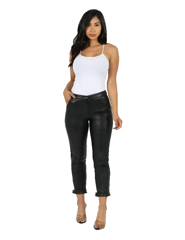 Relaxed Weekend Wear 2 Way Stretch Vegan Leather Trouser