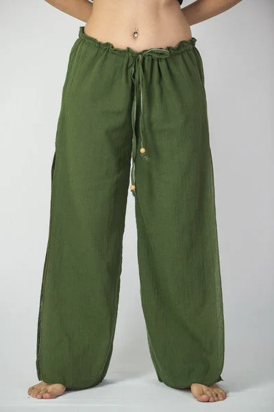 Stylish Ease Womens Solid Color Double Layered Palazzo Pants in Green