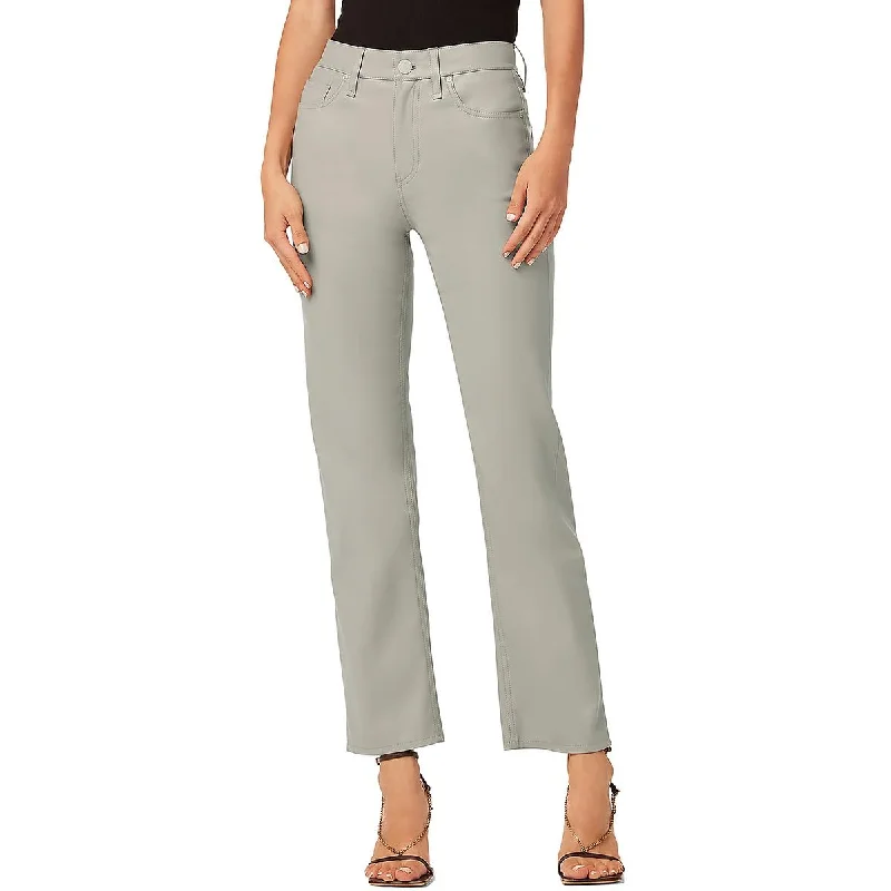 Soft Fabric Looks Hudson Womens Remi Faux Leather High-Rise Straight Leg Pants