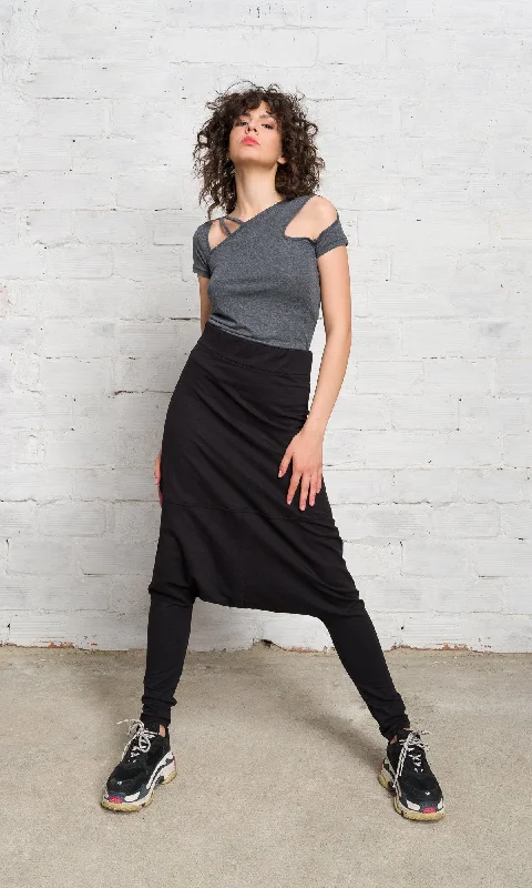 Comfortable Chic Drop Crotch Pants with Slim Legs