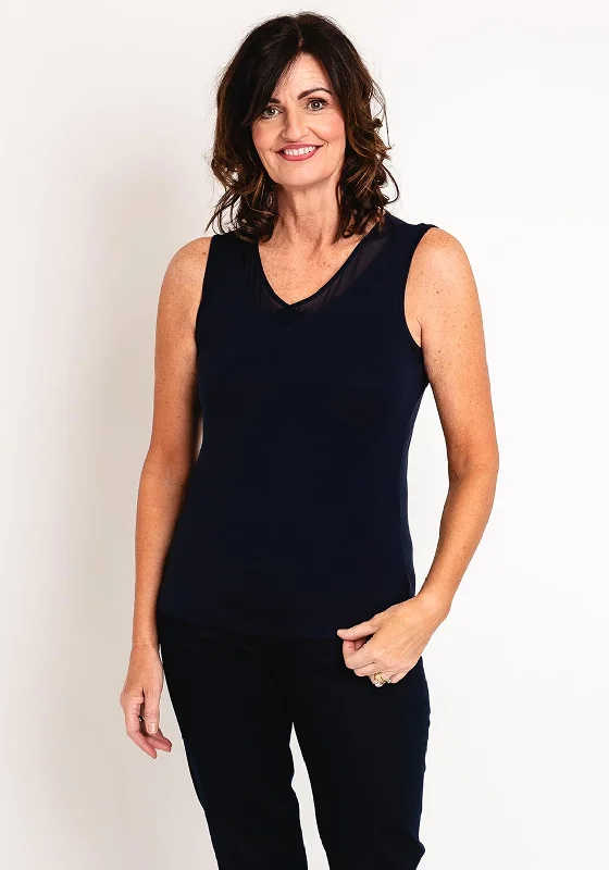 Casual Chic Wear Barbara Lebek Contrast V Neck Vest Top, Navy