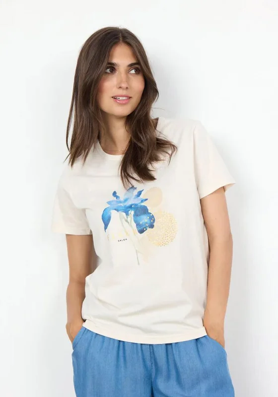 Cozy Fashion Trends Soyaconcept Derby Flower Print T-Shirt, Blue