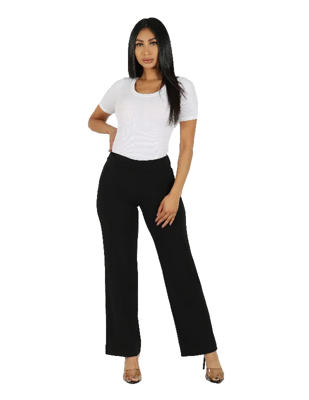 Soft Knitwear Best Dressed Knit Crepe Solid Pull On Wide Leg Trouser