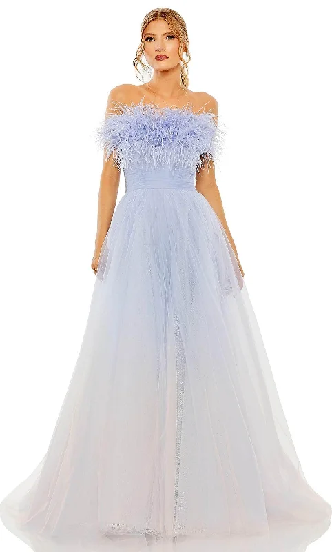 Soft Knitwear Mac Duggal 20557 - Feather Detailed Strapless Ballgown