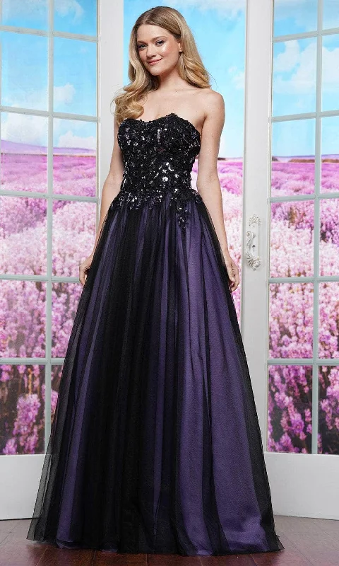 Soft Wearables Colors Dress 3495 - Scoop Neck Sequin Embellished Ballgown