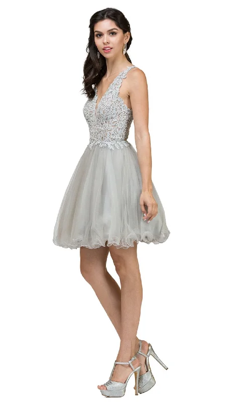 Comfy Layers Dancing Queen - Lace Rhinestone Embellished Cocktail Dress 2054