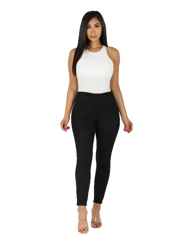 Relaxed Fit Wear High Rise Bonded Suede Skinny Pant
