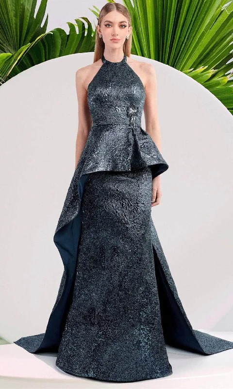 Elegant Wear Janique 24981 - Halter Mermaid Gown with Overskirt