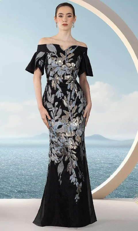 Comfortable Tops Janique 25941 - Metallic Foliage Evening Dress