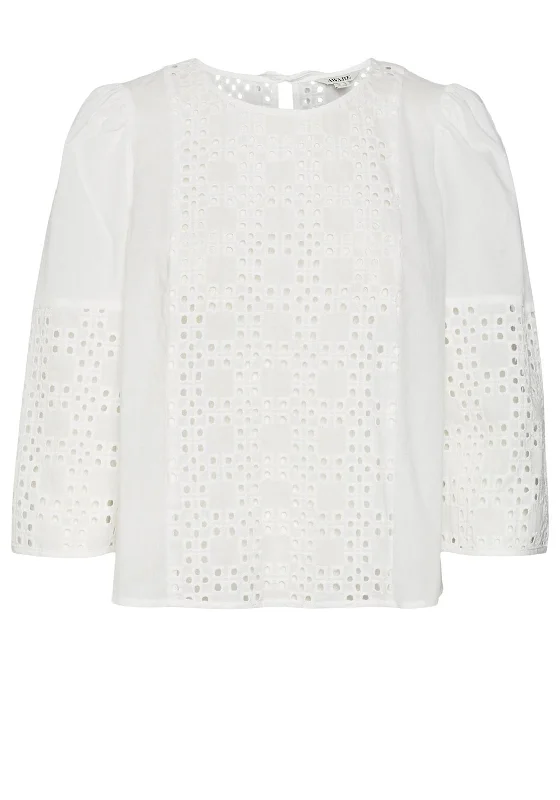 Soft Comfort Wear Vero Moda Broderie Cotton Top, Bright White