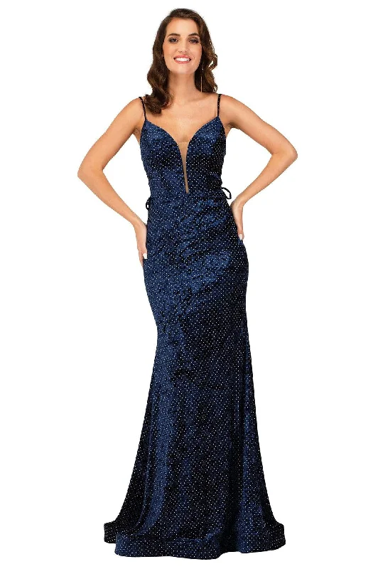 Comfy Chic Wear Cecilia Couture - 2113 Polka Dots Long Trumpet Dress