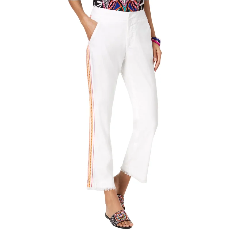 Relaxed Tops I-N-C Womens Linen Casual Trouser Pants, White, 12