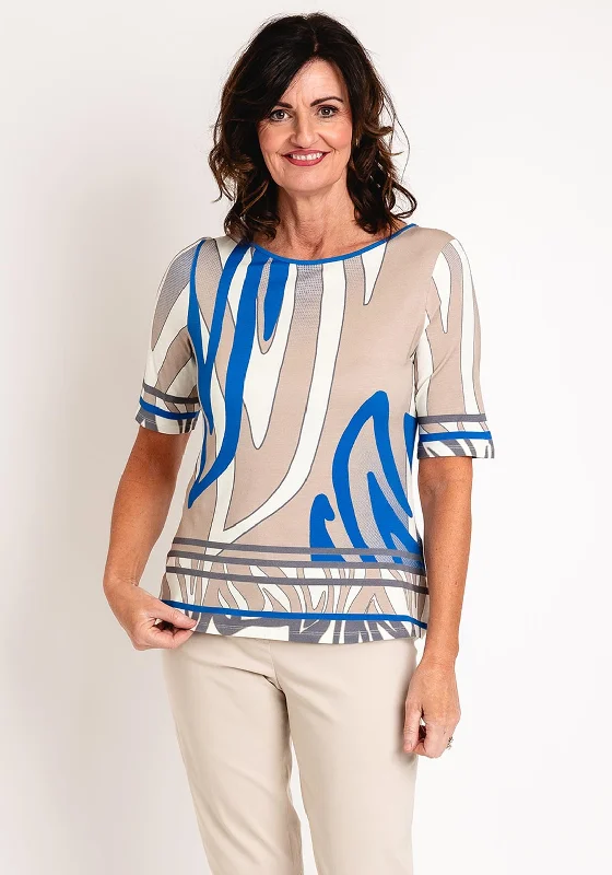 Smart Comfort Wear Barbara Lebek Graphic Print Round Neck Top, Neutral