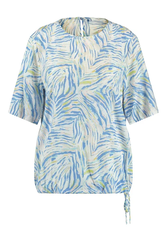 Cozy Outerwear Gerry Weber Animal Print Drawstring Hemline Top, Blue Multi