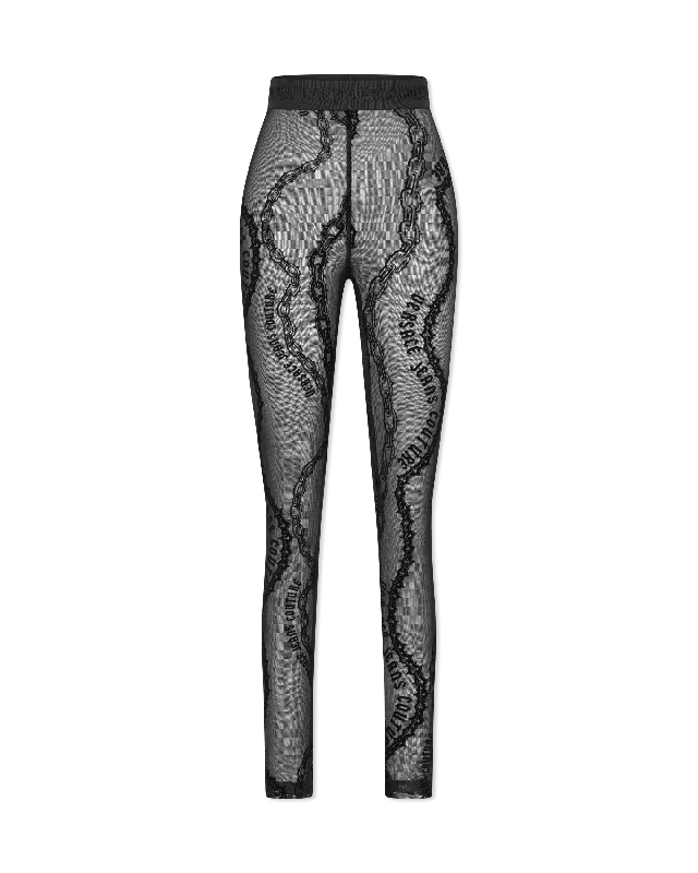 Comfy Dress Flocked Chain-Print Mesh Leggings