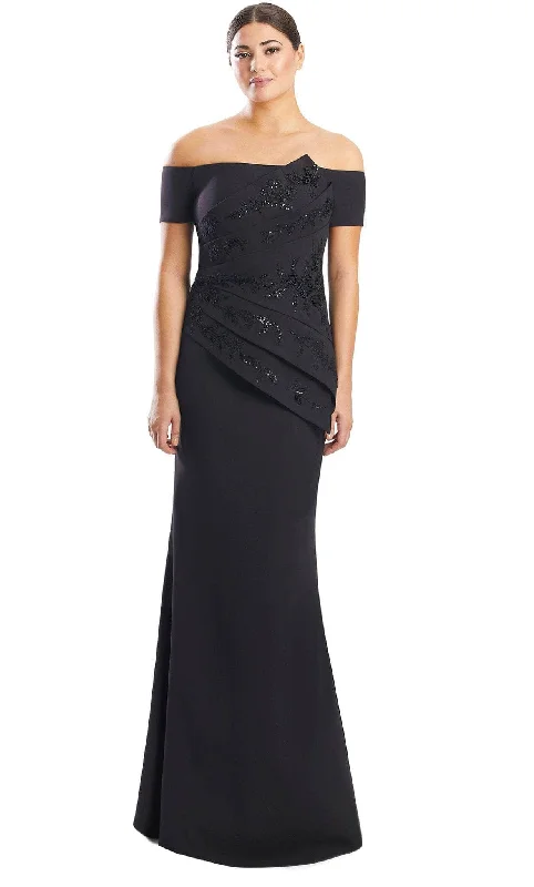 Relaxed Tops Alexander by Daymor 1753S23 - Pleated Detail Embroidered Evening Gown