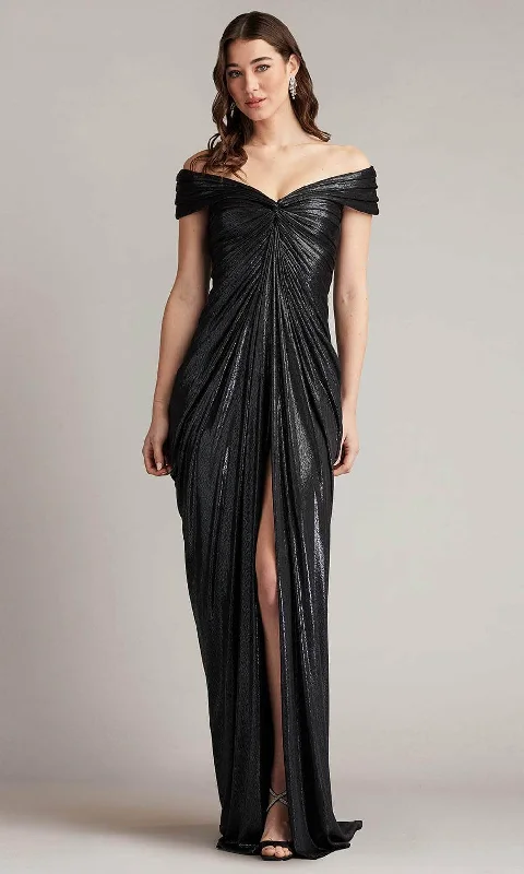 All-Day Outfits Tadashi Shoji BSJ24630L - Off Shoulder Lame Evening Gown